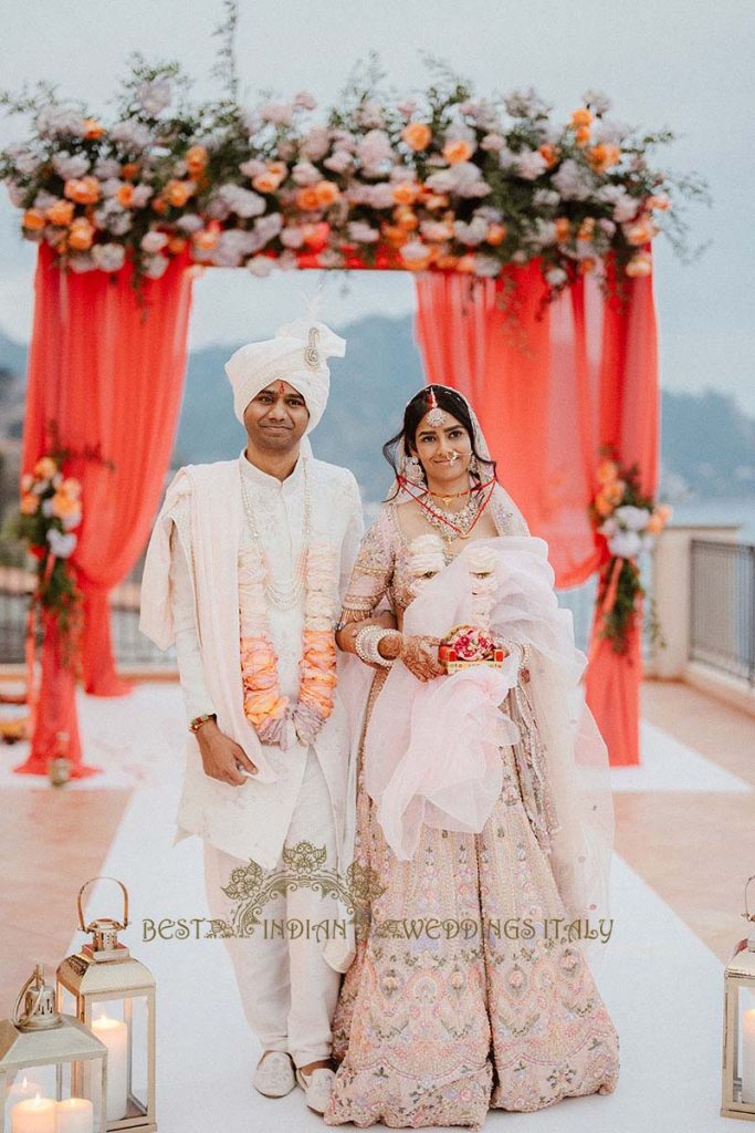 couple post ceremony exit 683x1024 - Intimate Micro Wedding on the Amalfi Coast: Pratiksha &amp; Amit's Fairy Tale