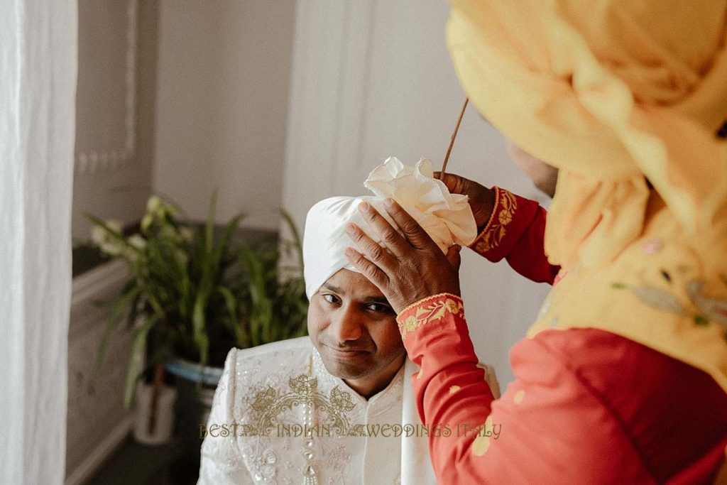 groom turban 1024x683 - Intimate Micro Wedding on the Amalfi Coast: Pratiksha &amp; Amit's Fairy Tale