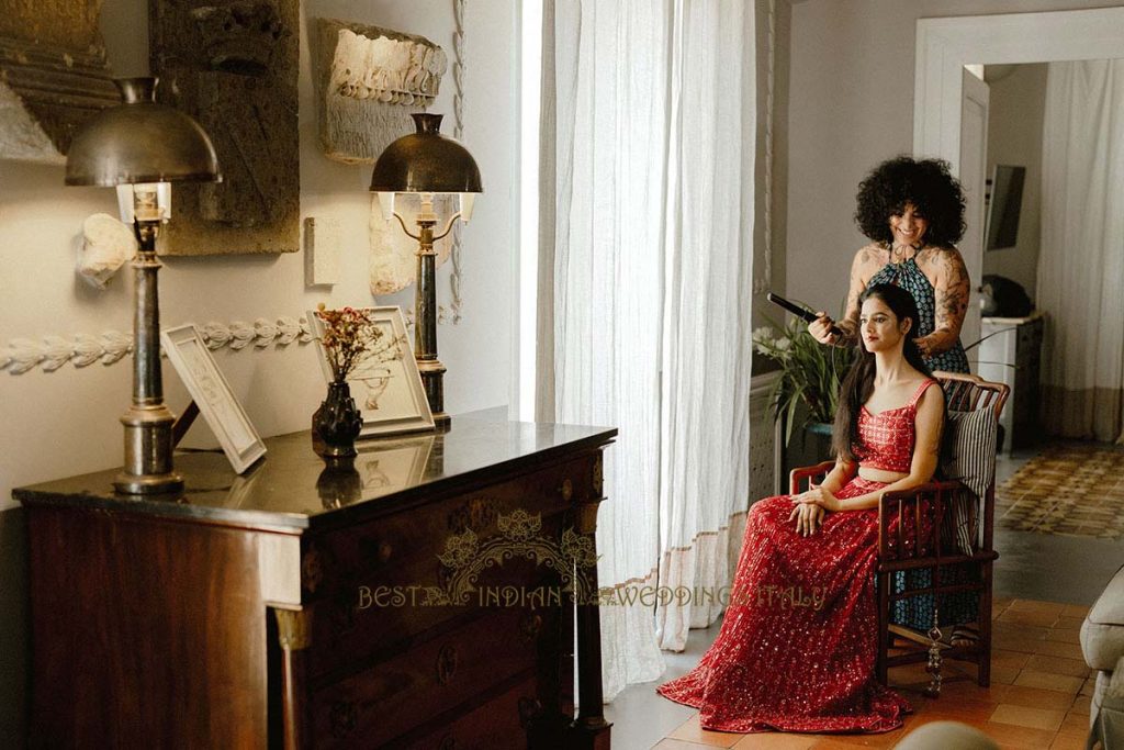 indian makeup artist italy 1024x683 - Intimate Micro Wedding on the Amalfi Coast: Pratiksha &amp; Amit's Fairy Tale