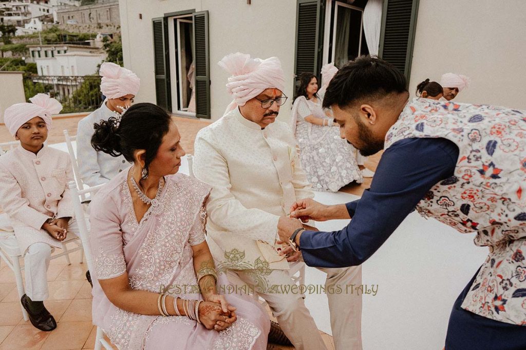 indian priest bracelet 1024x683 - Intimate Micro Wedding on the Amalfi Coast: Pratiksha &amp; Amit's Fairy Tale