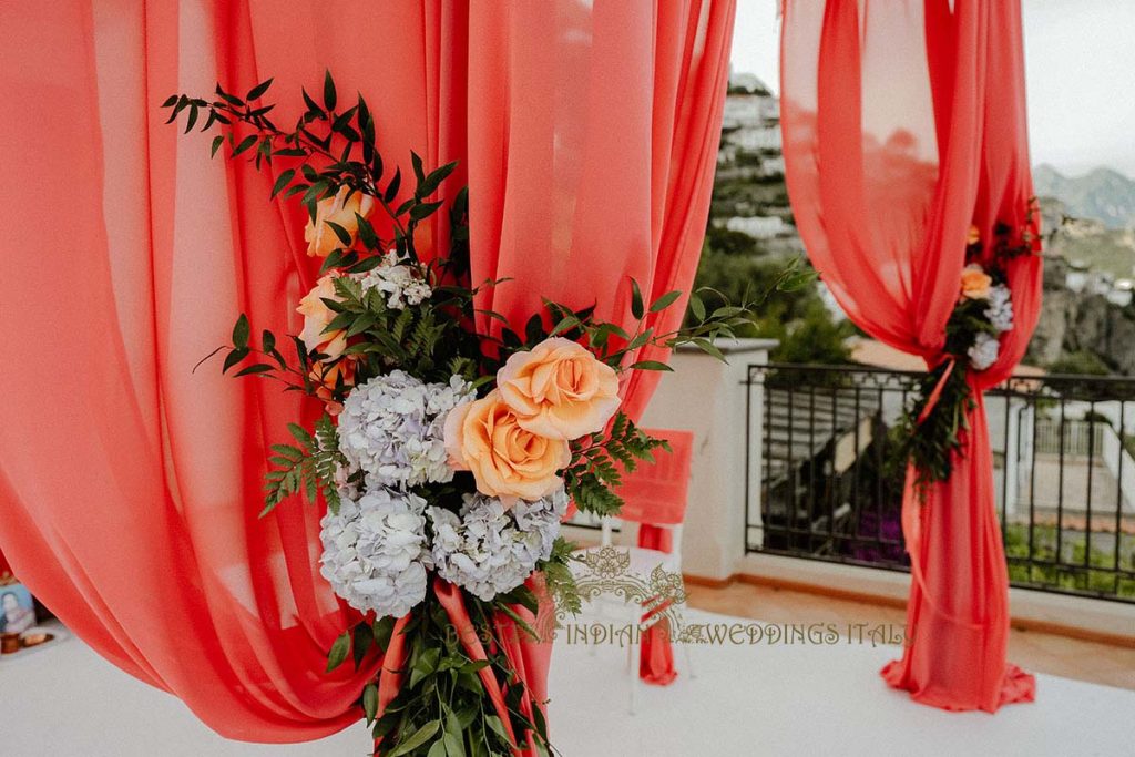 mandap detail 1024x683 - Intimate Micro Wedding on the Amalfi Coast: Pratiksha &amp; Amit's Fairy Tale