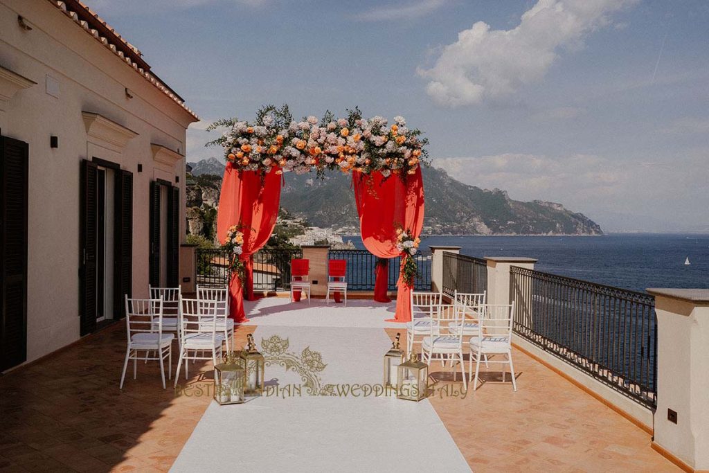 wedding mandap 1024x683 - Intimate Micro Wedding on the Amalfi Coast: Pratiksha &amp; Amit's Fairy Tale