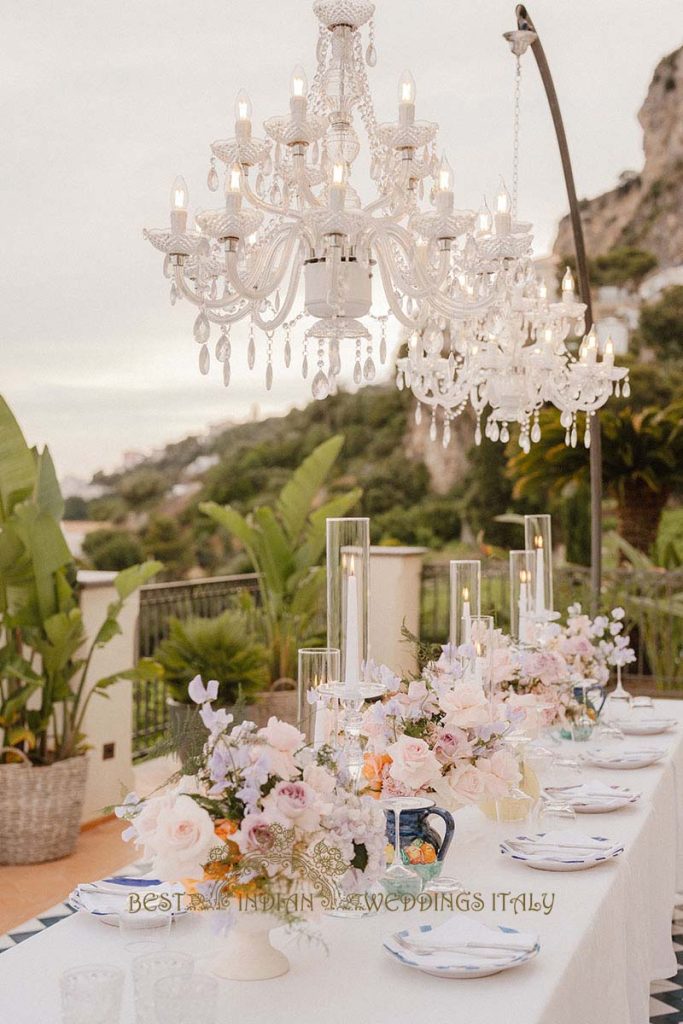 wedding reception setup 683x1024 - Intimate Micro Wedding on the Amalfi Coast: Pratiksha &amp; Amit's Fairy Tale