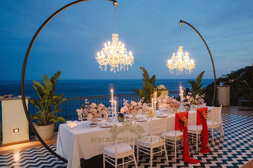 wedding reception table 1024x683 - Intimate Micro Wedding on the Amalfi Coast: Pratiksha &amp; Amit's Fairy Tale